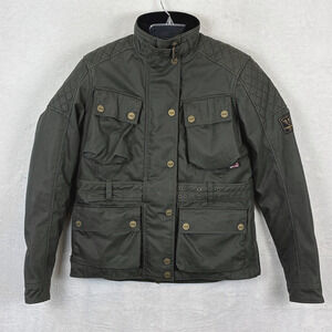 Triumph Beck Wax Motorcycle Jacket Womens M (Men S) Khaki Green D30 Armor Canvas